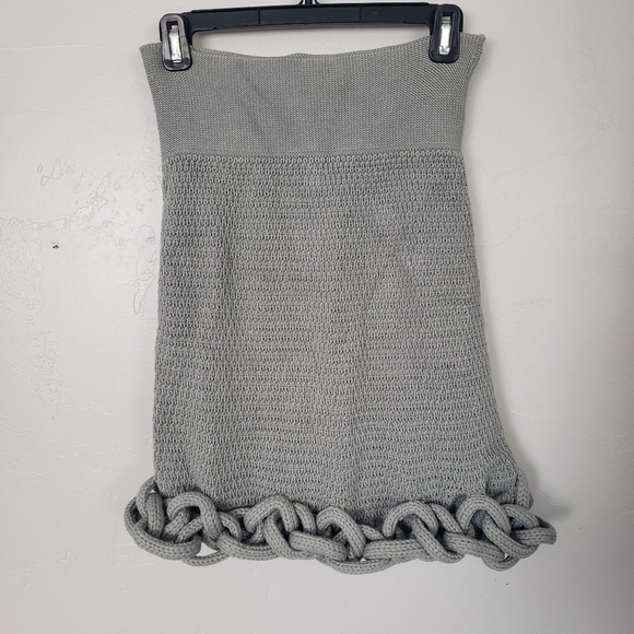 Fendi Women's 40 Grey Knit Sweater Skirt Knot Bottom Braided Designer US 4 - Picture 1 of 8